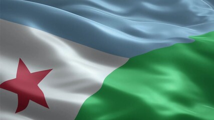 Djibouti flag waving smoothly seamless loop realistic animation background
