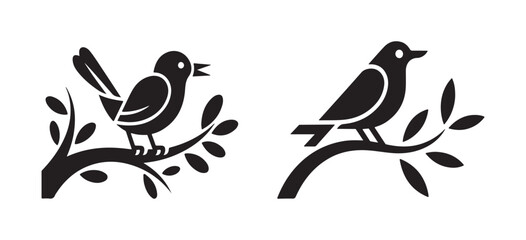 Decorative Songbird Artwork Isolated on White