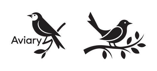 Decorative Songbird Artwork Isolated on White