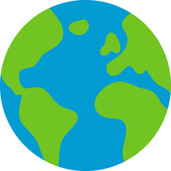 Blue and green Earth globe, planet illustration perfect for geography or environmental themes.

