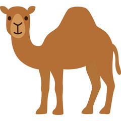 Brown camel with hump, desert animal illustration ideal for safari or wildlife themes.

