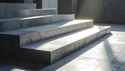 Close-up of podium step surface, showing textured grip and dramatic lighting for modern design.
