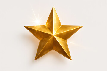 Obraz premium Golden Star on Bright Surface: A radiant, golden star, meticulously crafted with precise edges, shines brilliantly against a pristine surface.