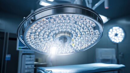 Bright Surgical Light in Modern Operating Room with Equipment