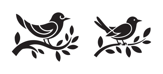 Flock of Birds Silhouette Perched and Flying