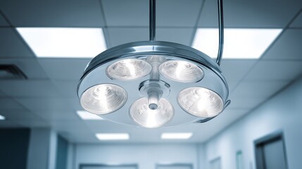 Bright Surgical Light Over Operating Table in Modern Hospital Room