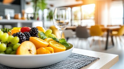 Fresh and Colorful Fruit Arrangement on Table in Modern Setting
