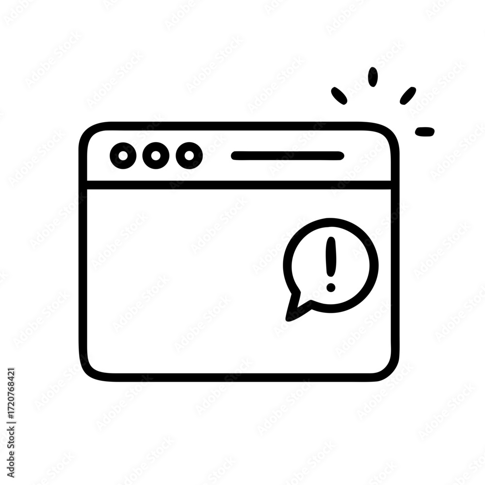 Poster browser pop up window notification icon for web and graphic design
