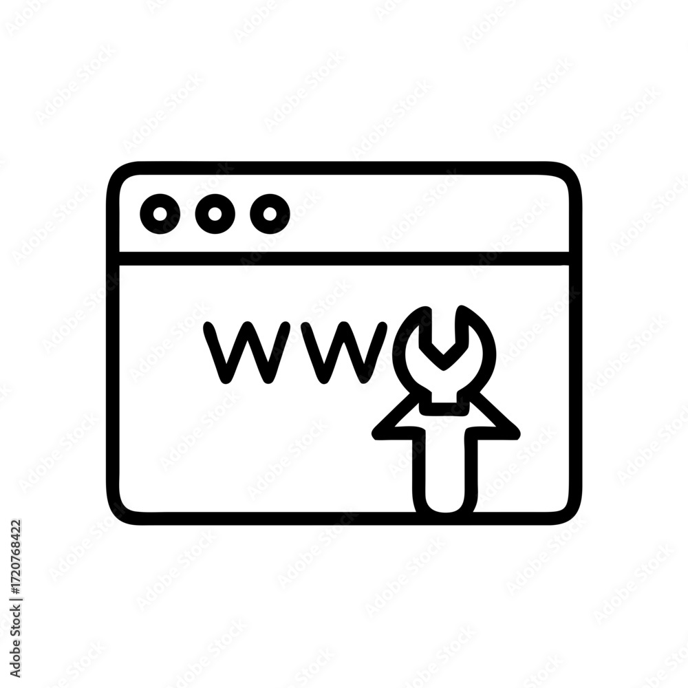 Poster browser window with website maintenance icon for web and graphic design