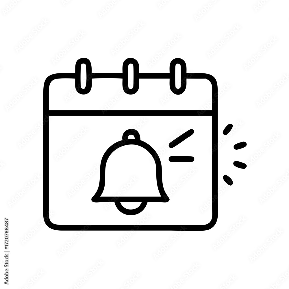 Poster calendar page with alert notification bell icon for web and graphic design