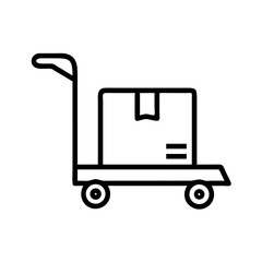 Carton Box On Trolley Dolly Icon For Web And Graphic Design