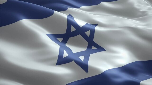 Israel flag waving smoothly seamless loop realistic animation background