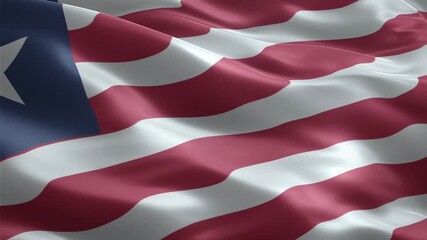 Liberia flag waving smoothly seamless loop realistic animation background