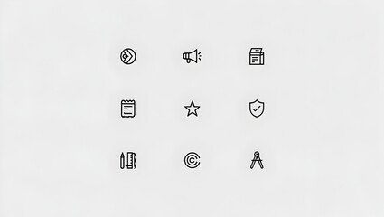 Fototapeta premium Collection of thin line icons representing various functions and symbols