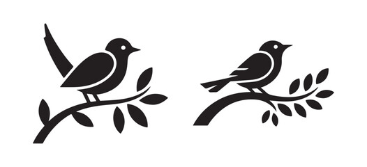 Flying and Perched Bird Silhouette Design