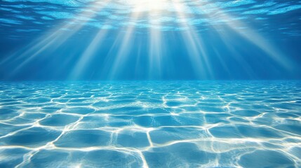 Sunlight Rays Through Clear Ocean Water Surface and Ripple Effects