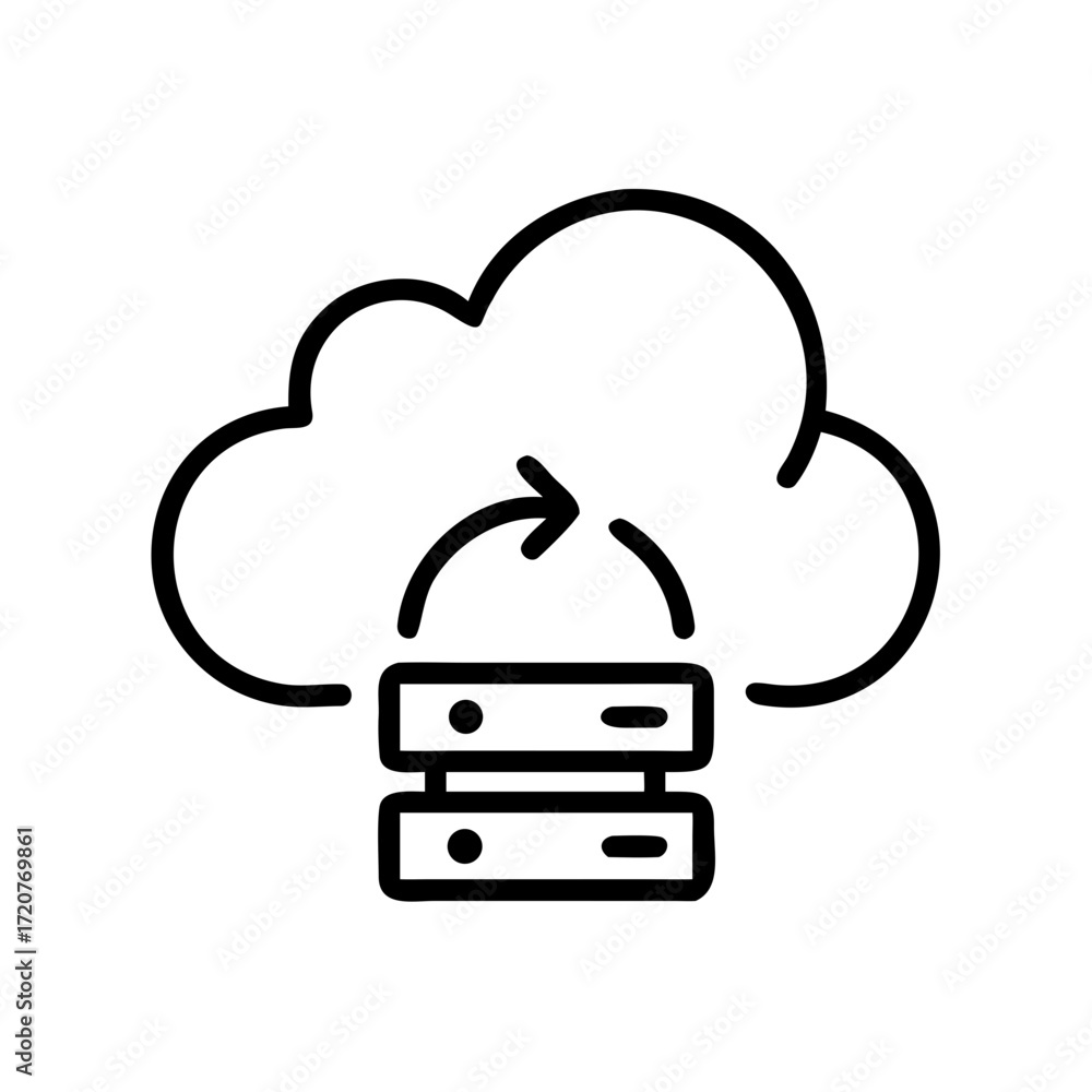 Aufkleber cloud server with synchronization arrows icon for web and graphic design