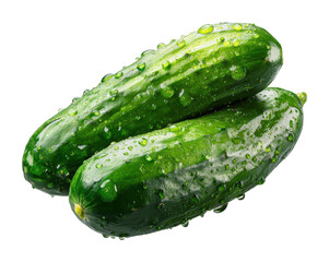 Fresh cucumbers harvested market stall food bright isolated on transparent background