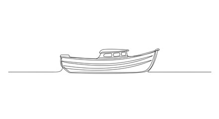 Boat illustration in minimalist style with simple lines on white background  