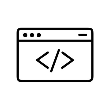 Coding Window With Development Script Lines Icon For Web And Graphic Design