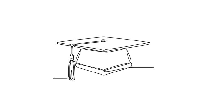 Graduation cap in minimalist style with tassel  