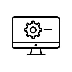 Computer Monitor With Settings Gear Process Icon For Web And Graphic Design