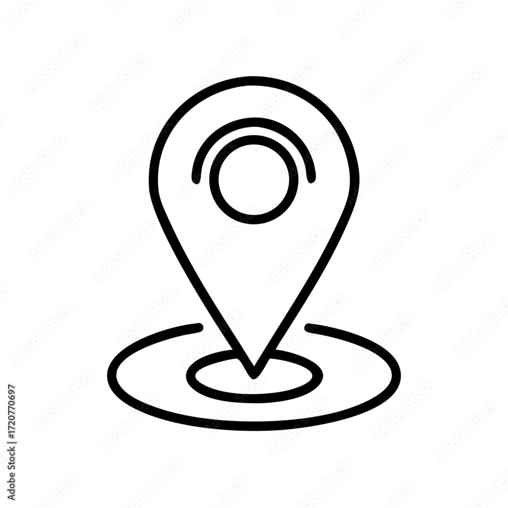 Aufkleber destination location pin with circle base icon for web and graphic design
