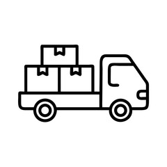 Fototapeta premium Delivery Truck With Carton Boxes Icon For Web And Graphic Design