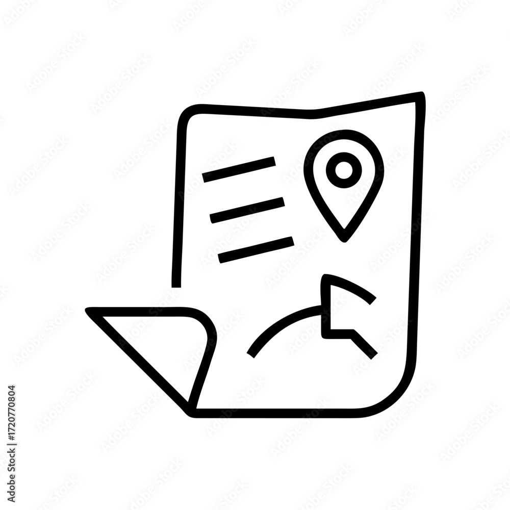 Aufkleber document with navigation map travel guide icon for web and graphic design
