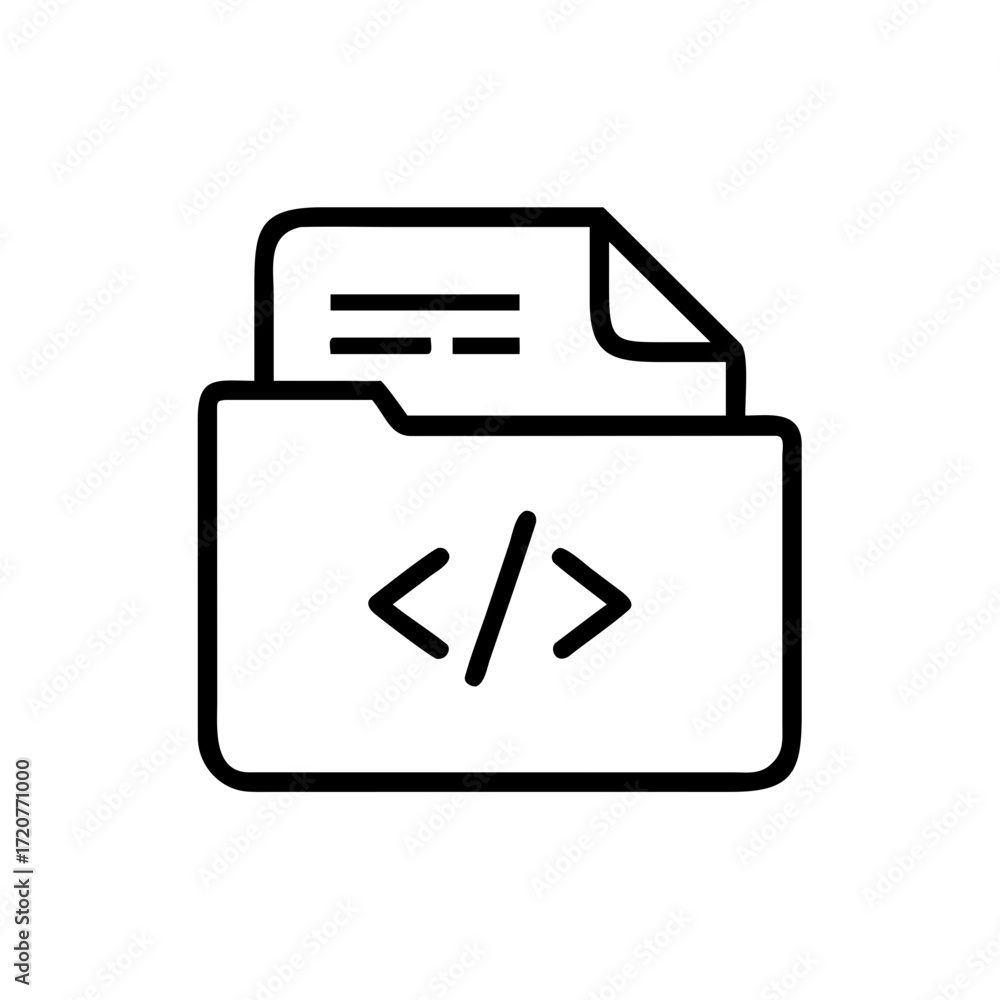 Aufkleber file folder with coding development script icon for web and graphic design