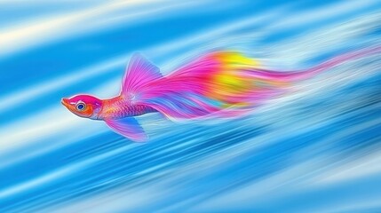 Vibrant Fantasy Fish Swimming in a Turquoise Blue Ocean Water