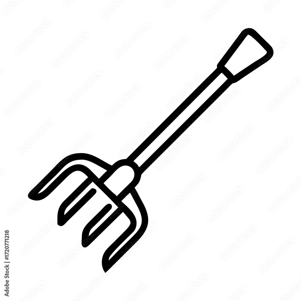 Poster garden rake tool for soil preparation icon for web and graphic design