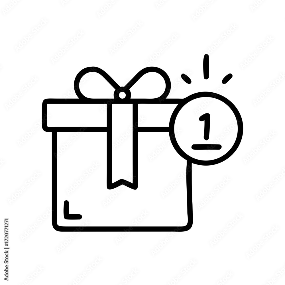 Poster gift box with new notification alert icon for web and graphic design