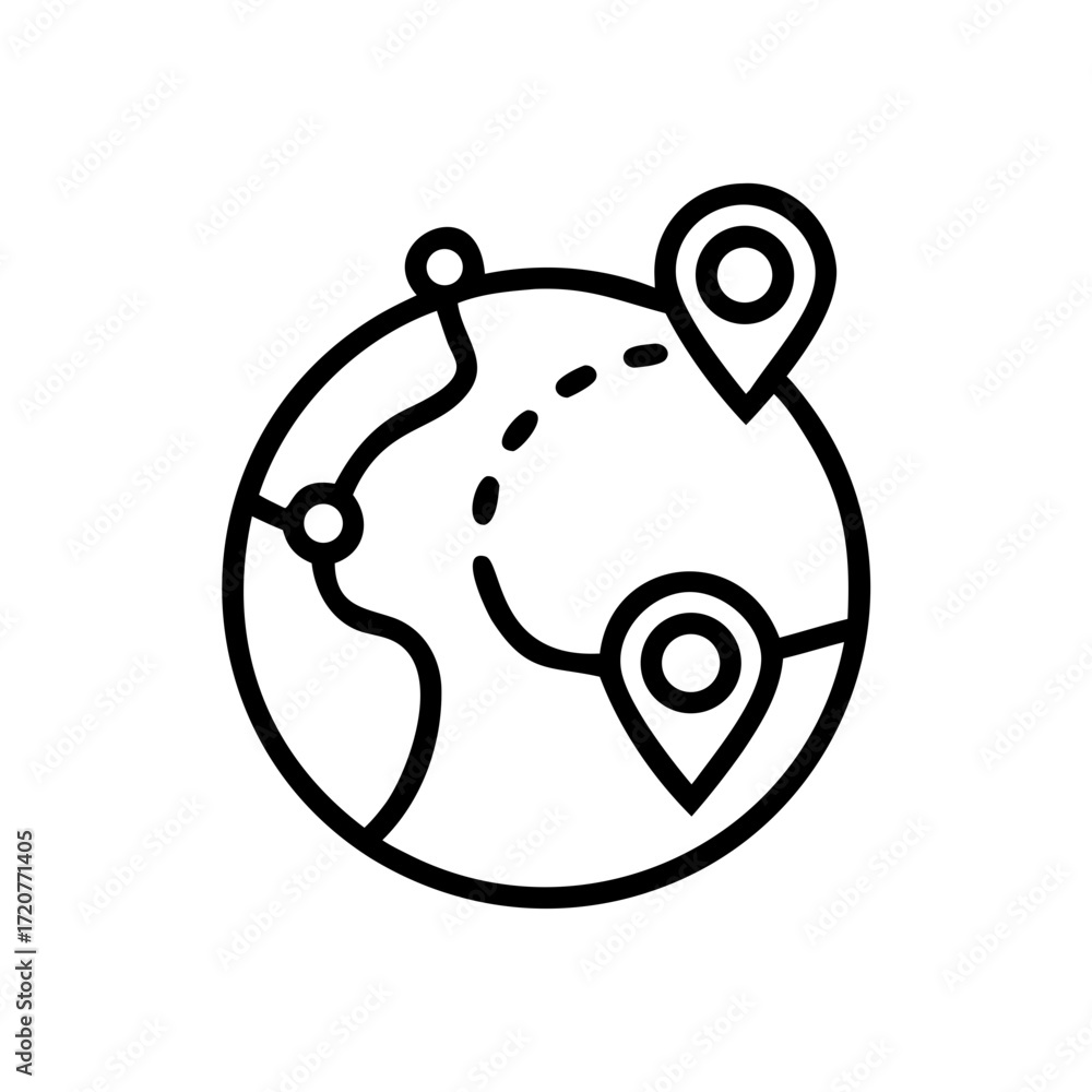 Aufkleber globe navigation map route planning icon for web and graphic design