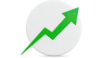 Green arrow pointing upwards on a white circle, indicating growth or positive trend.