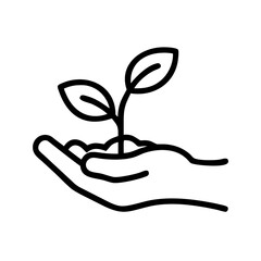 Obraz premium Hand Holding Young Seedling Plant Icon For Web And Graphic Design