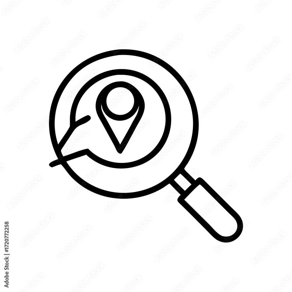 Aufkleber magnifying glass search navigation map symbol icon for web and graphic design