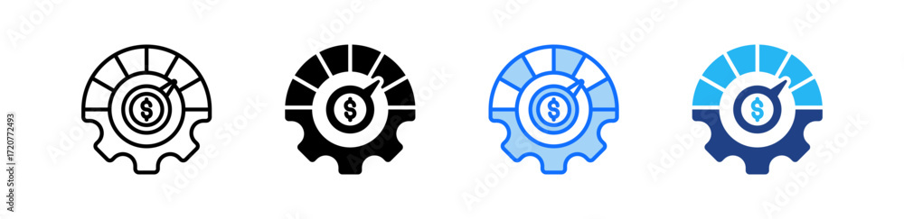 Poster asset performance icon set multiple style collection
