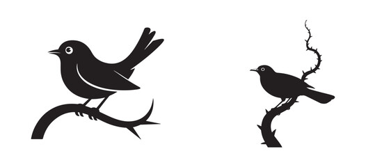 Bird Silhouette Isolated on White Background