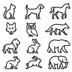 A black silhouette of Creative cartoon animal logo 