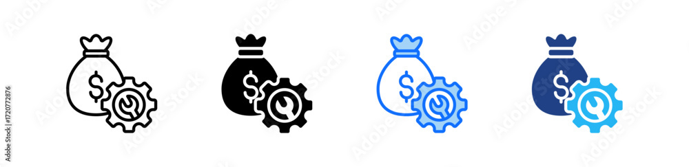 Poster asset utilization icon set multiple style collection