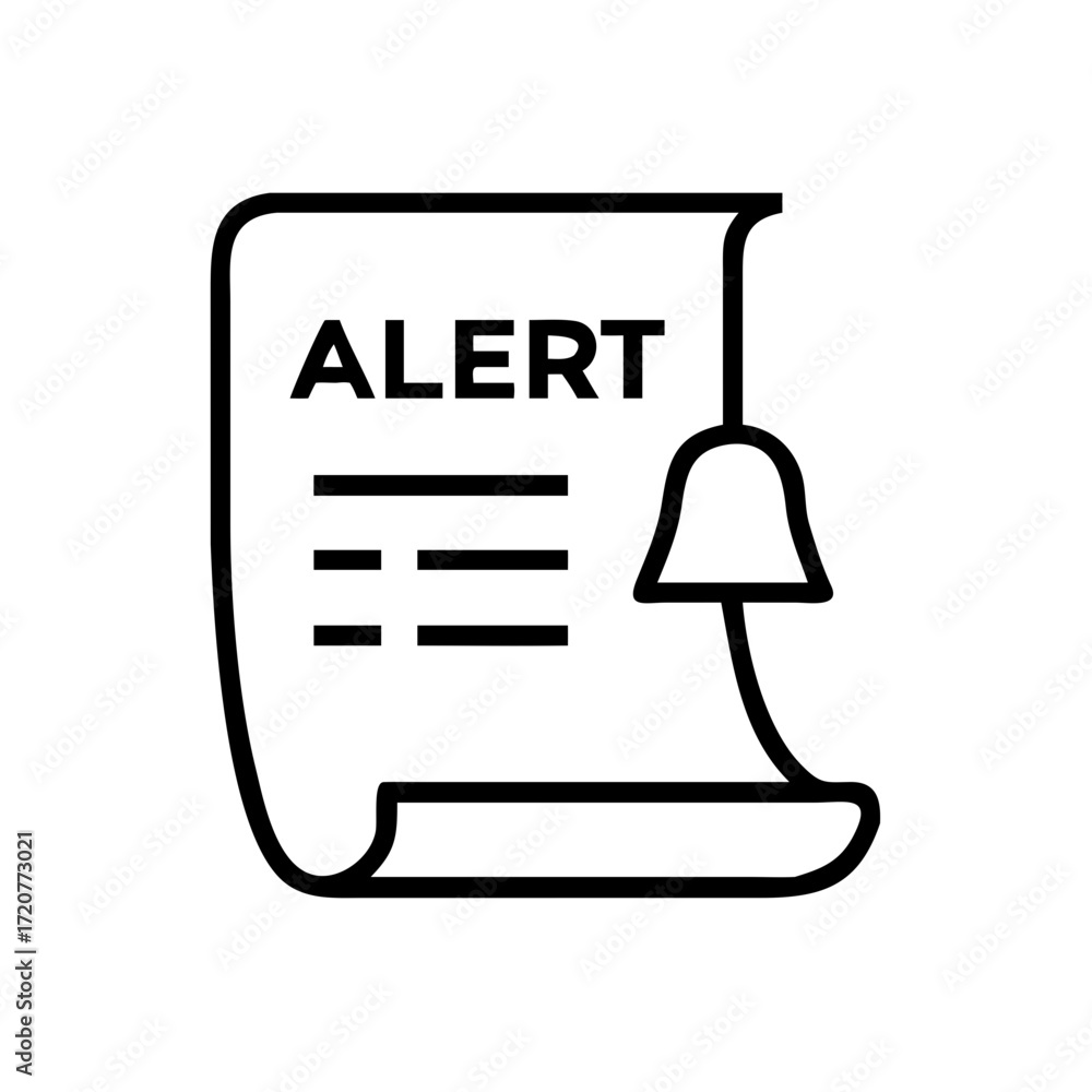 Poster paper sheet with alert notification message icon for web and graphic design