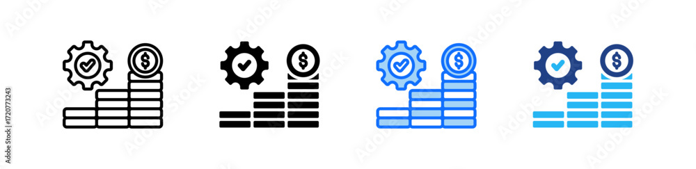 Poster cost management icon set multiple style collection
