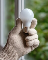 Installing Energy-Efficient Light Bulb Home Interior DIY Guide Cozy Environment Close-Up View Sustainable Living