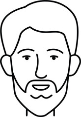 Obraz premium Vector art of simple line art illustration of a mans face with a beard and short hair, isolated on a, suitable for various design and graphic applications