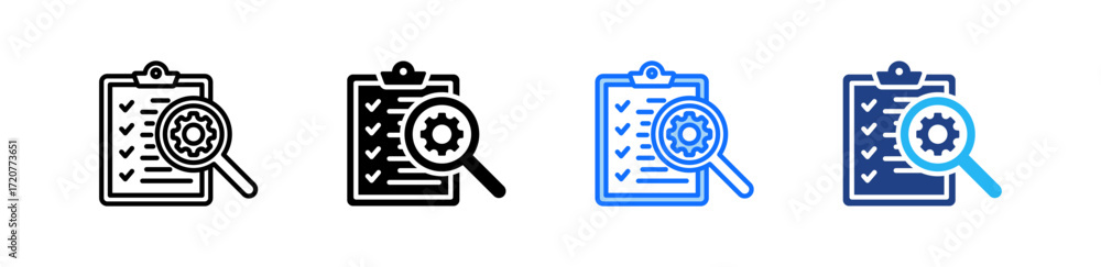 Poster audit management icon set multiple style collection