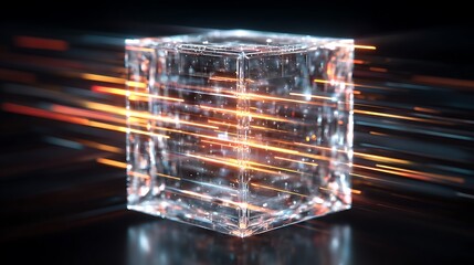 Financial Disclosures Abstract Glowing Transparent Cube Radiating Streams Of Light Symbolizing Openness Honesty And Accountability Futuristic Design