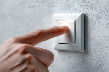 Activating Light Switch Home Interior Action Shot Modern Environment Close-Up View Everyday Concept