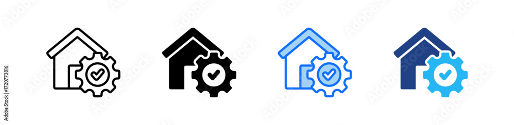 Poster property management icon set multiple style collection