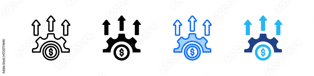 Poster asset monitoring icon set multiple style collection